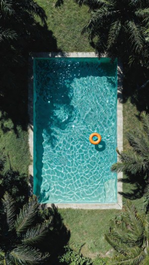 Tropical Drift: The Sunlit Pool Oasis